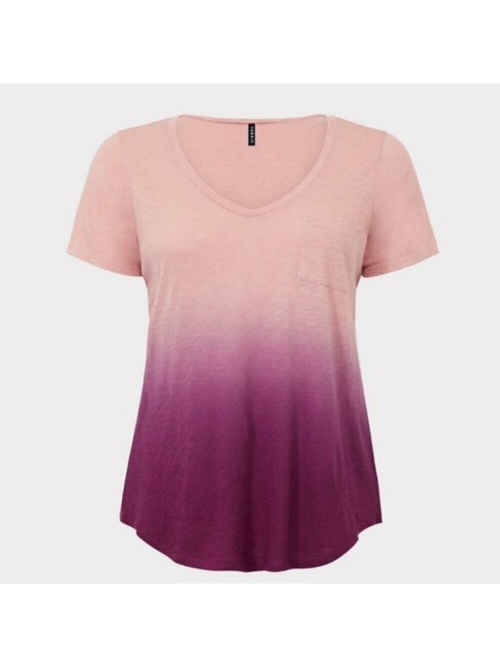 Torrid Classic Fit Heritage Slub V-Neck Dip-Dye Tee Pinky swear Size 5x